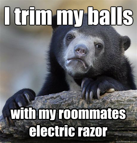 I trim my balls with my roommates electric razor  Confession Bear