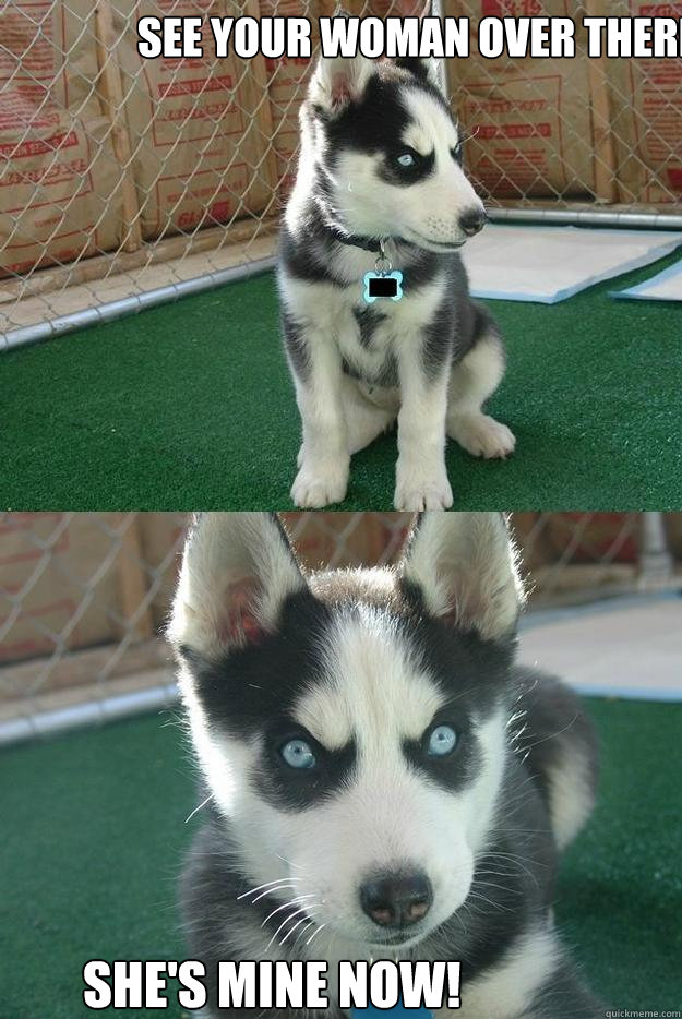 See your Woman over there. She's Mine now!  Insanity puppy