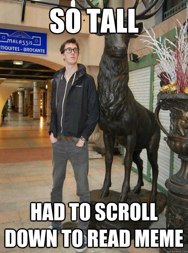 so tall had to scroll down to read meme  Really Tall Redditor