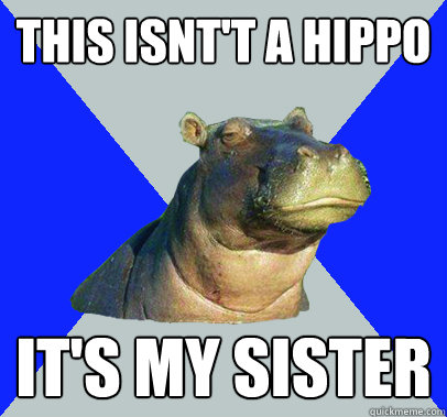 This isnt't a Hippo It's my sister - This isnt't a Hippo It's my sister  Skeptical Hippo