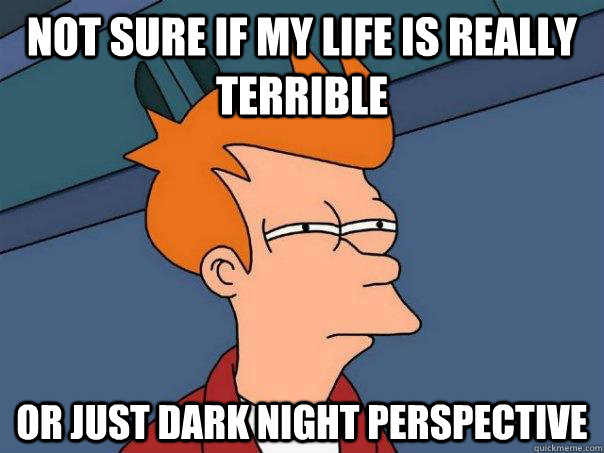 Not sure if my life is really terrible Or just dark night perspective - Not sure if my life is really terrible Or just dark night perspective  Futurama Fry