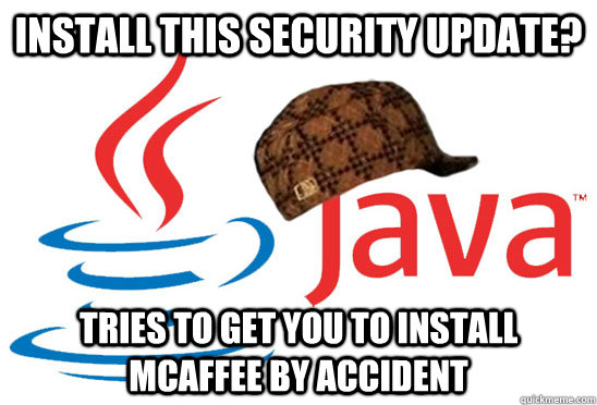 Install this security update? tries to get you to install  McAffee by accident  