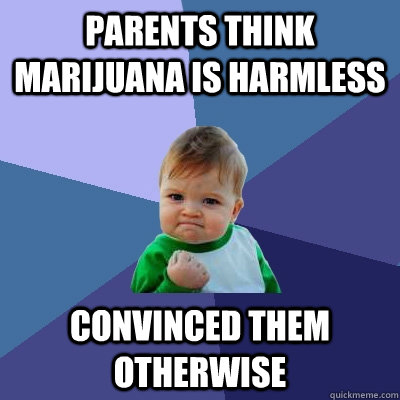 Parents think marijuana is harmless convinced them otherwise  Success Kid