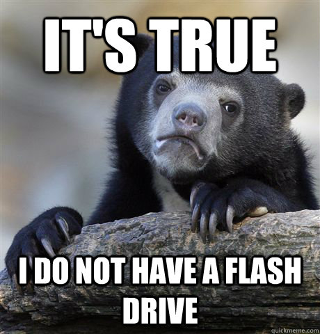 it's true I do not have a flash drive  Confession Bear