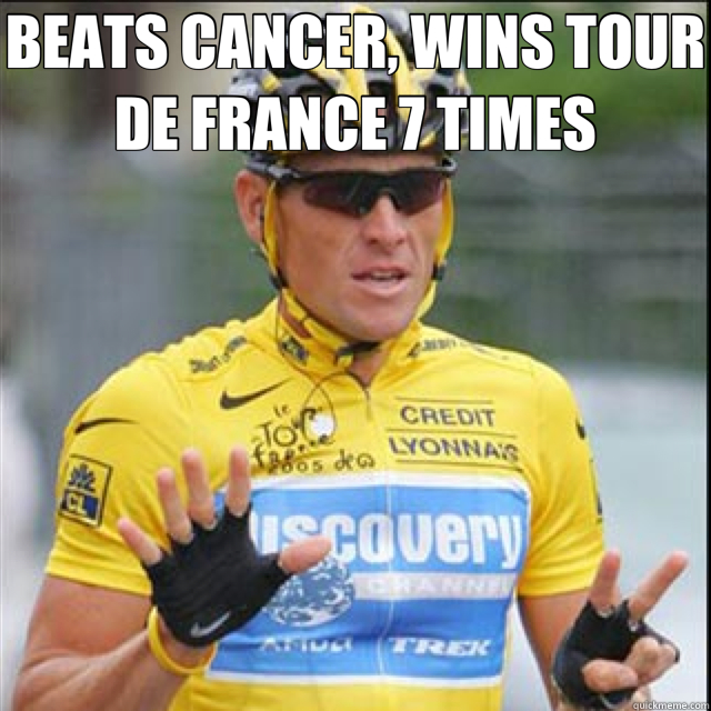 BEATS CANCER, WINS TOUR DE FRANCE 7 TIMES   Lance Armstrong
