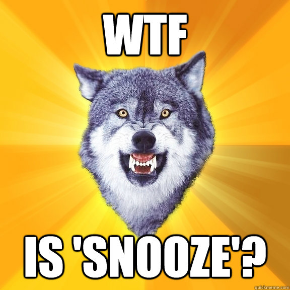 Wtf is 'snooze'?  Courage Wolf