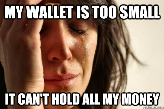 My wallet is too small it can't hold all my money  First World Problems