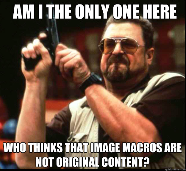 AM I THE ONLY ONE HERE WHO THINKS THAT Image macros are not Original content?   The Big Lebowski