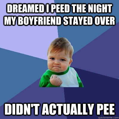 Dreamed I peed the night my boyfriend stayed over didn't actually pee - Dreamed I peed the night my boyfriend stayed over didn't actually pee  Success Kid