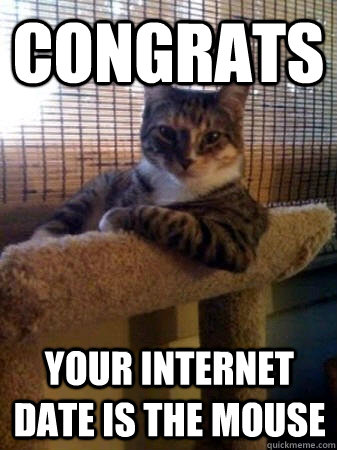 Congrats Your Internet date is the mouse  The Most Interesting Cat in the World