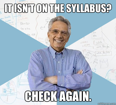 It isn't on the syllabus? Check again.  EngineeringProfessor