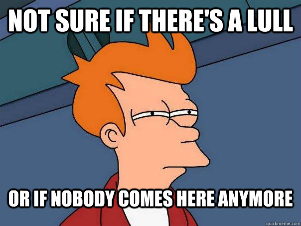 Not sure if there's a lull or if nobody comes here anymore  Futurama Fry