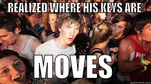 REALIZED WHERE HIS KEYS ARE MOVES Sudden Clarity Clarence