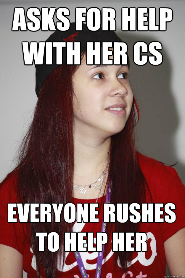 Asks for help with her CS Everyone rushes to help her - Asks for help with her CS Everyone rushes to help her  Poly Girl