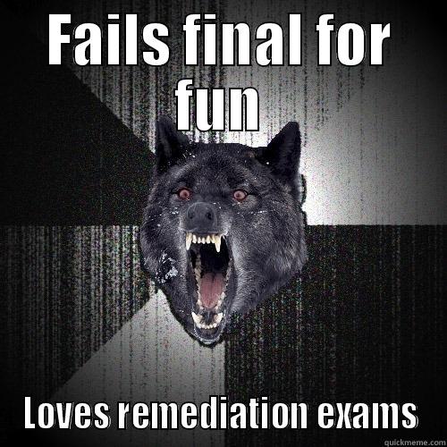 FAILS FINAL FOR FUN LOVES REMEDIATION EXAMS Insanity Wolf