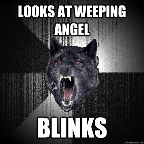 Looks at weeping angel Blinks   Insanity Wolf