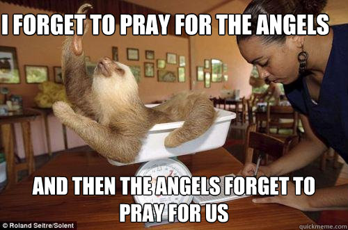 I Forget to pray for the angels and then the angels forget to pray for us  Dramatic Sloth