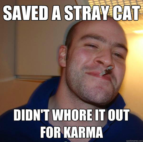 Saved a stray cat didn't whore it out for karma  Good Guy Greg 
