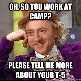 Oh, so you work at camp? Please tell me more about your t-5  Creepy Wonka