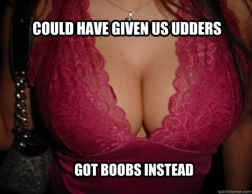 Could have given us udders Got boobs instead - Could have given us udders Got boobs instead  Good Guy Evolution