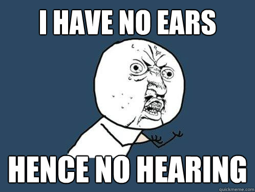I HAVE NO EARS Hence no hearing  Y U No
