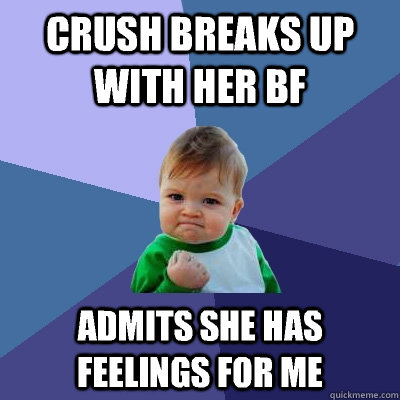 Crush breaks up with her bf Admits she has feelings for me  Success Kid