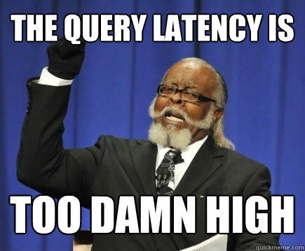 THE QUERY LATENCY IS too damn high  Too Damn High