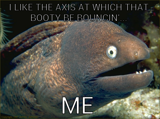 I LIKE THE AXIS AT WHICH THAT BOOTY BE BOUNCIN'... ME Bad Joke Eel