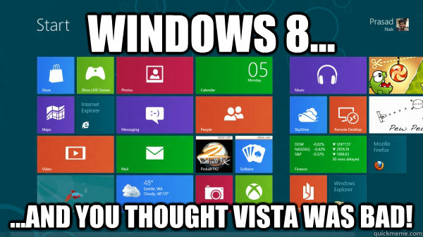 Windows 8... ...and you thought Vista was bad!  Scumbag Windows 8