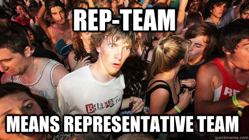 Rep-Team Means Representative team  Sudden Clarity Clarence