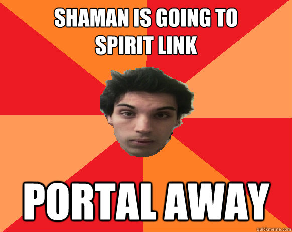 shaman is going to
spirit link Portal away  Idiot WoW player