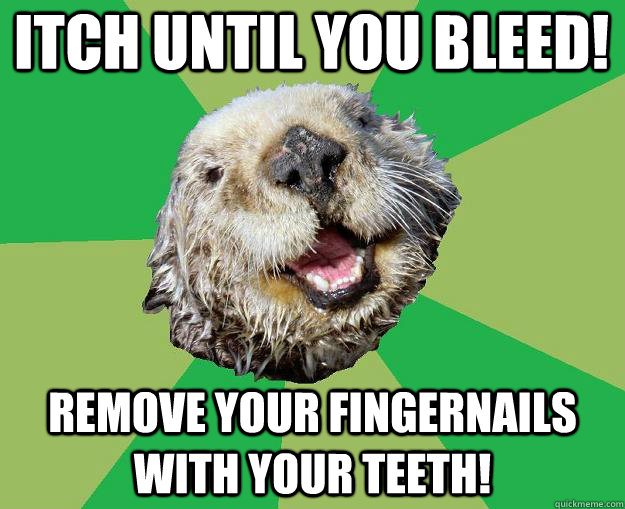 Itch until you bleed! Remove your fingernails with your teeth!  OCD Otter