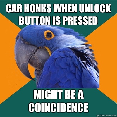 Car honks when unlock button is pressed Might be a coincidence   Paranoid Parrot