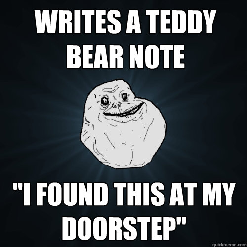 Writes a teddy bear note 