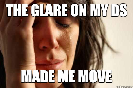 The glare on my DS Made me move  First World Problems