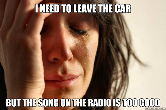 I need to leave the car but the song on the radio is too good  First World Problems