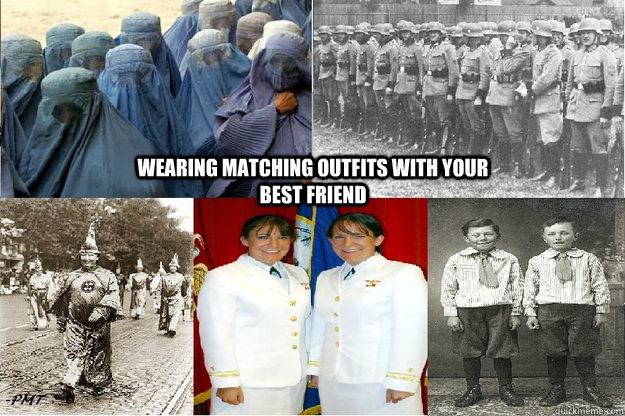 wearing matching outfits with your best friend  
