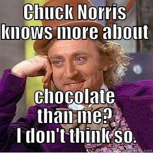 CHUCK NORRIS KNOWS MORE ABOUT  CHOCOLATE THAN ME?  I DON'T THINK SO. Condescending Wonka