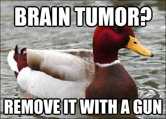 brain tumor? remove it with a gun  Malicious Advice Mallard