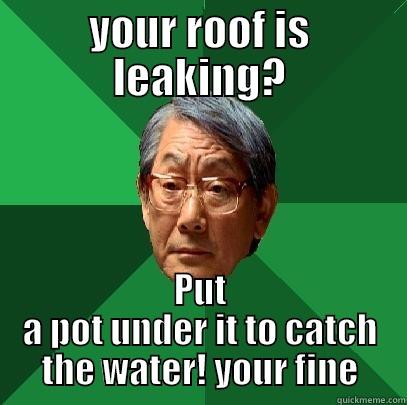 YOUR ROOF IS LEAKING? PUT A POT UNDER IT TO CATCH THE WATER! YOUR FINE High Expectations Asian Father