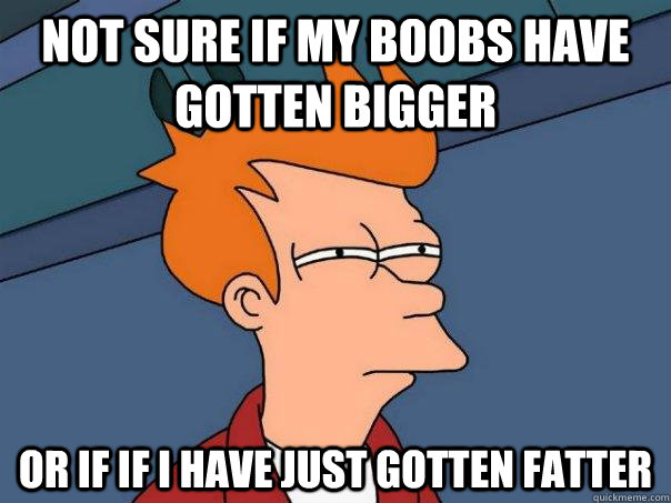 Not sure if my boobs have gotten bigger Or if if I have just gotten fatter  Futurama Fry
