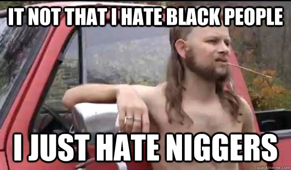 It not that I hate black people I just hate niggers  Almost Politically Correct Redneck