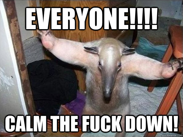Everyone!!!! Calm the fuck down!  I got this