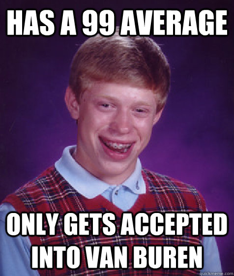Has a 99 Average Only gets accepted into Van Buren  Bad Luck Brian
