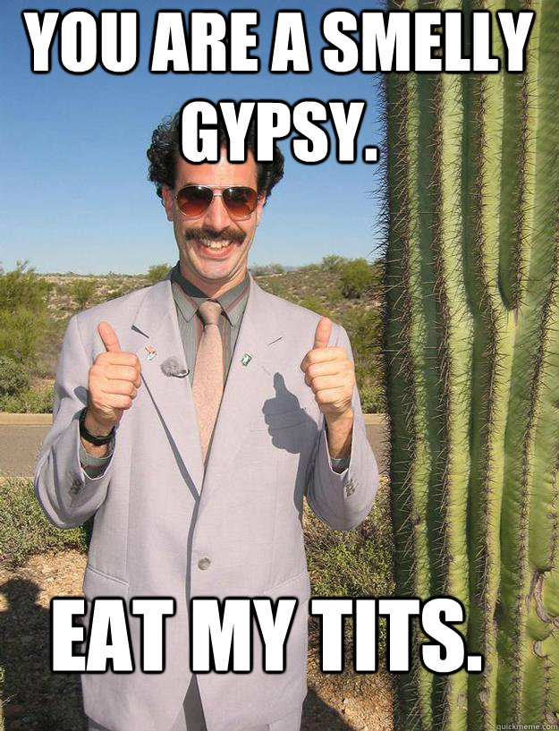 you are a smelly gypsy. Eat my tits.  
