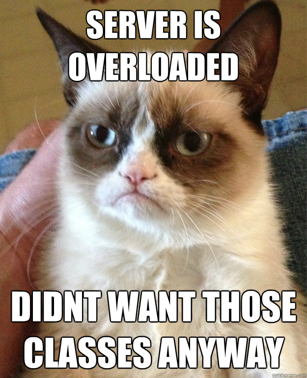 server is overloaded  didnt want those classes anyway  Grumpy Cat