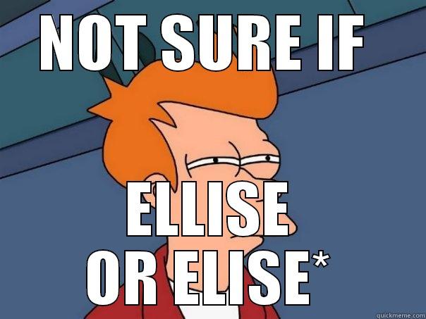 SPELL YOUR NAME RIGHT - NOT SURE IF  ELLISE OR ELISE* Futurama Fry