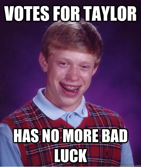 Votes for Taylor has no more bad luck  Bad Luck Brian