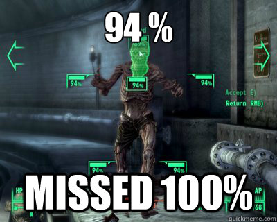 94 %  Missed 100% - 94 %  Missed 100%  Scumbag V.A.T.S.