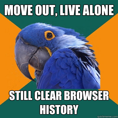 move out, live alone still clear browser history - move out, live alone still clear browser history  Paranoid Parrot